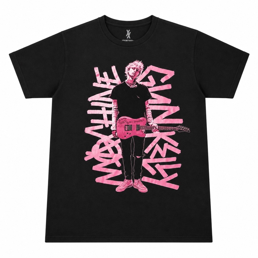 Machine Gun Kelly MGK Tickets to My Downfall Pink Graphic T-Shirt Black Mens
